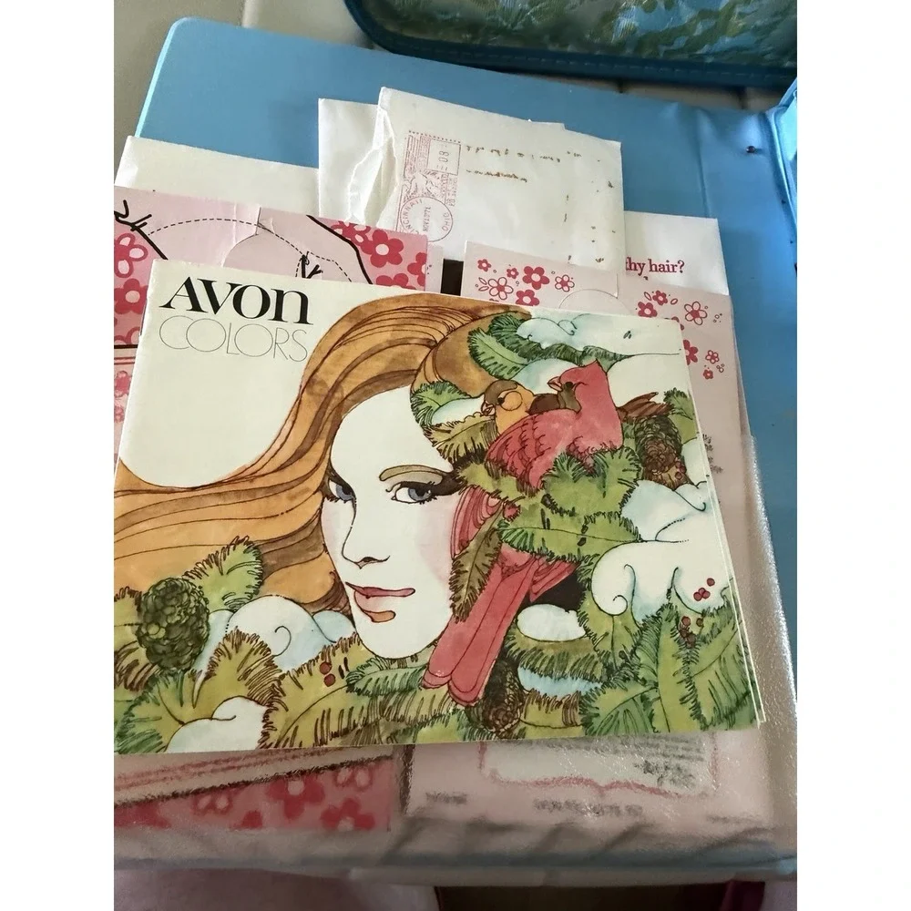 VTG 70s Avon Blue Green Tapestry Sales Rep Carry Case 15